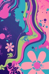 Abstract Floral Design with Swirling Colors