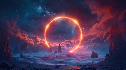 Celestial Ring Above a Mystical Landscape