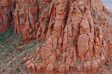 Rocky cliffs and valley in the town of Ivins, Utah, United States of America.