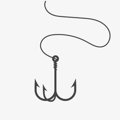 Fishing hook icon. Professional hobby, sport, catching fish