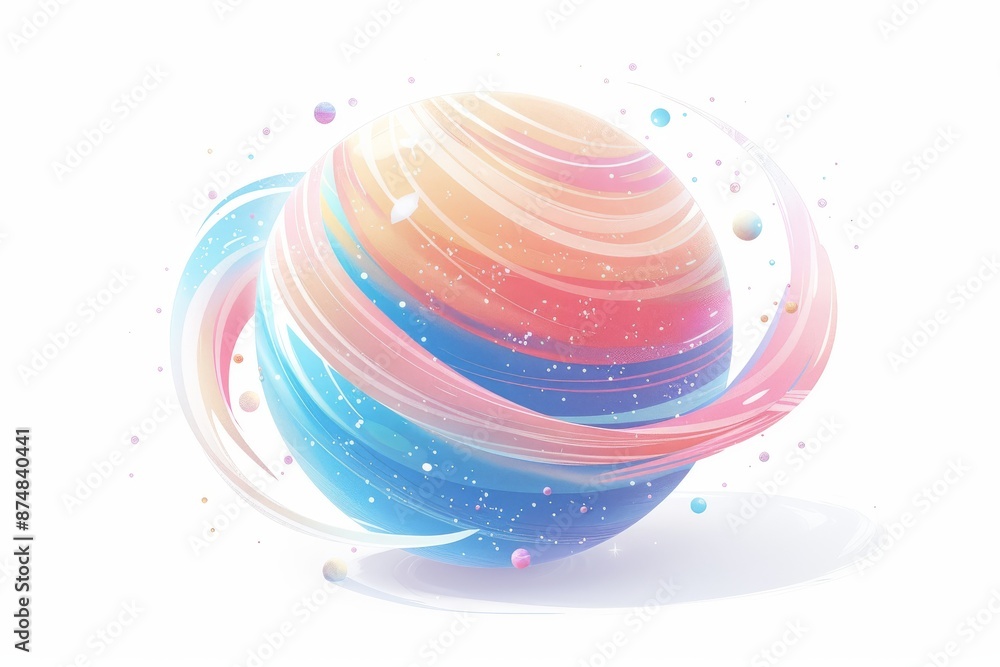 Poster artistic rendering of a colorful planet with swirling patterns, capturing the beauty of celestial bo
