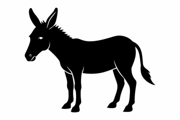 donkey silhouette vector, black donkey silhouette vector illustration on white background
