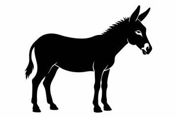 donkey silhouette vector, black donkey silhouette vector illustration on white background