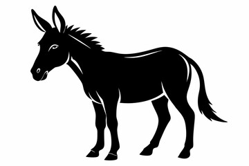 donkey silhouette vector, black donkey silhouette vector illustration on white background