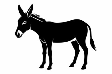 donkey silhouette vector, black donkey silhouette vector illustration on white background