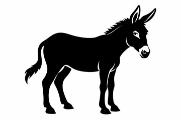 donkey silhouette vector, black donkey silhouette vector illustration on white background