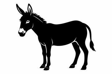 donkey silhouette vector, black donkey silhouette vector illustration on white background