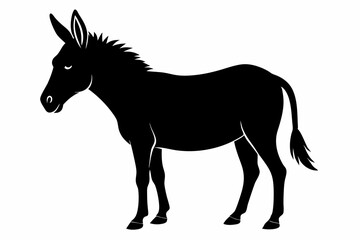 donkey silhouette vector, black donkey silhouette vector illustration on white background