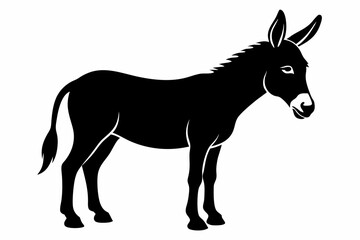 donkey silhouette vector, black donkey silhouette vector illustration on white background