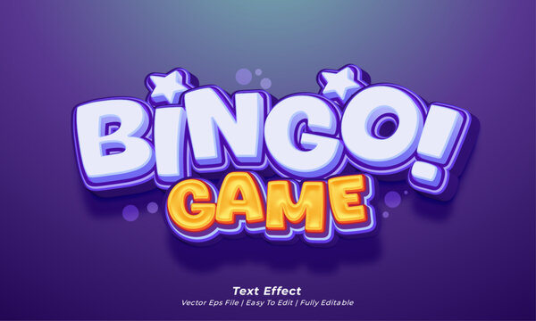 Vector 3d text effect bingo game title style