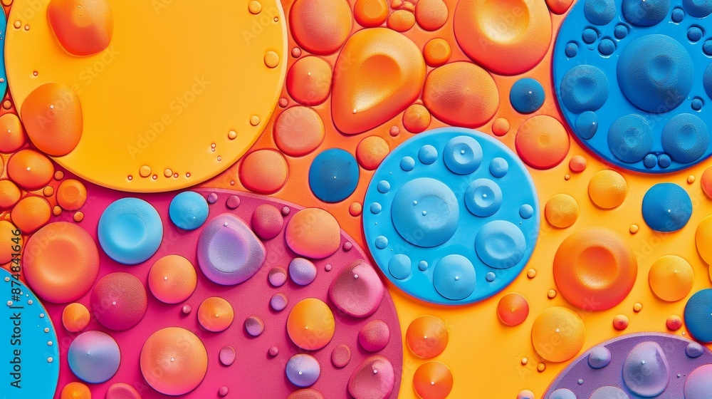 Poster these eyecatching stickers feature a bubbly texture and bold 3d shapes perfect for adding a touch of