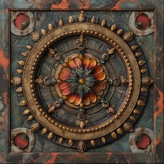 Fototapeta premium Baroque, Barocco Ornate Marble Ceiling Non-Linear Reformation Design with Intricate Accents Depicting Classic Elegance and Architectural Beauty