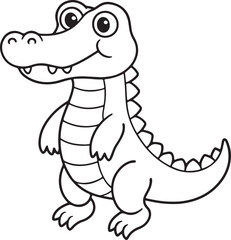 line art of a cute Crocodile graphics silhouette vector illustration design