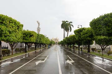 El Cementerio de Cristobal Colon cemetary in Havana, Cuba after rain with Puerta de la Paz gate