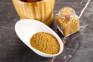 Mustard dry seeds in the bowl
