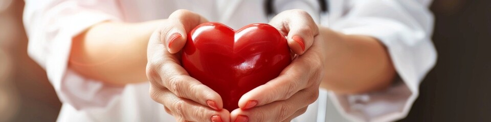 Fototapeta premium International Charity Day: Hands Holding a Heart Symbolizing Love, Compassion, Warmth, and Care for Special Groups, Promoting Depression Prevention and Accompaniment - AI-Generated High-Resolution Wal