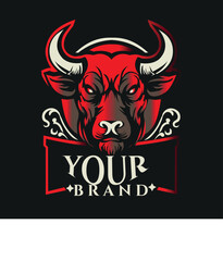 Scary bull logo with horns.