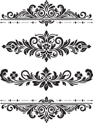 Ornament silhouette vector art illustration. floral vine, border, Corner Black Elements Vector design.