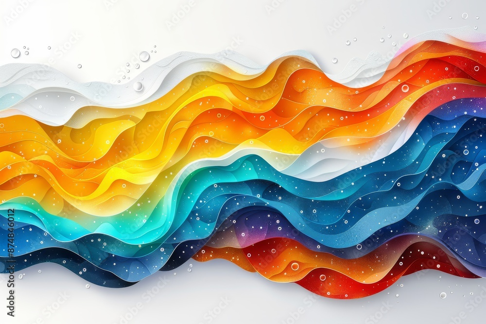 Poster Abstract vibrant wave patterns symbolizing energy and motion in a dynamic and colorful visual.