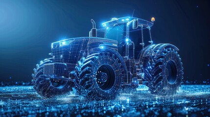 Futuristic Tractor: A Wireframe Vision