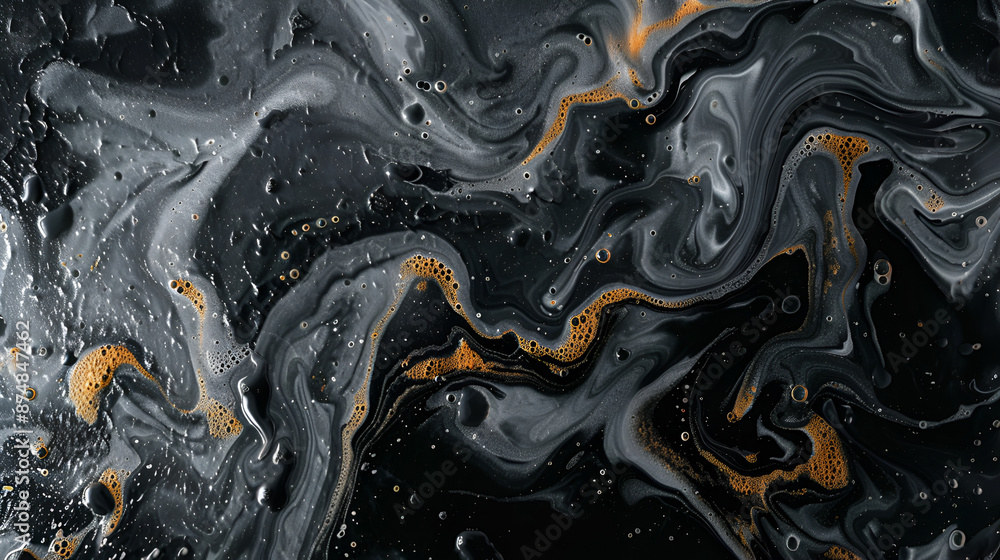 Poster an exquisite close-up view of blue fluid art, showcasing swirling and flowing patterns with a glossy