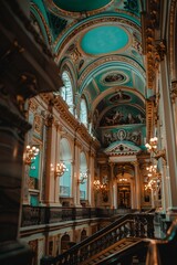 Obraz premium Baroque, Barocco Ornate Marble Ceiling Non-Linear Reformation Design with Intricate Accents Depicting Classic Elegance and Architectural Beauty