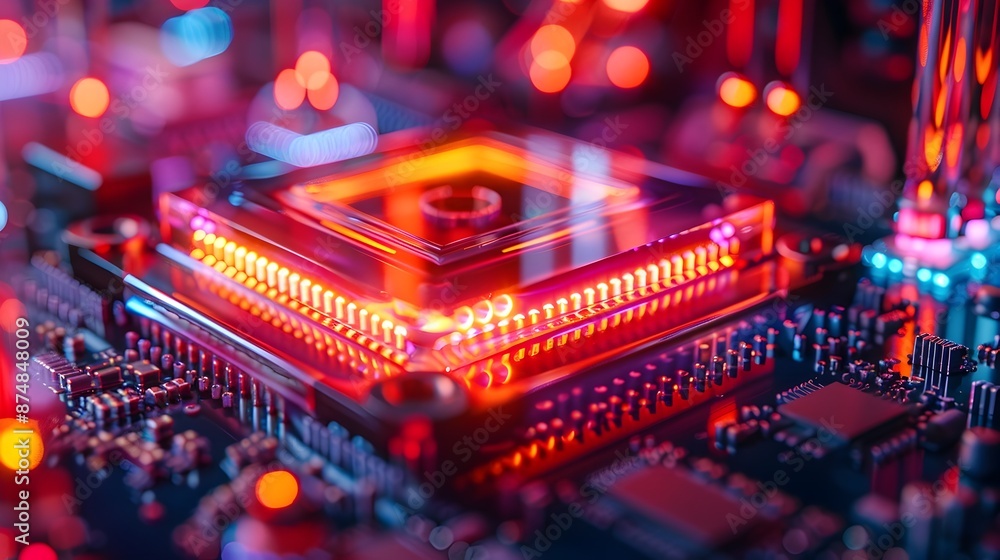 Poster futuristic quantum processor cooling system with cryogenic components for extreme conditions in quan