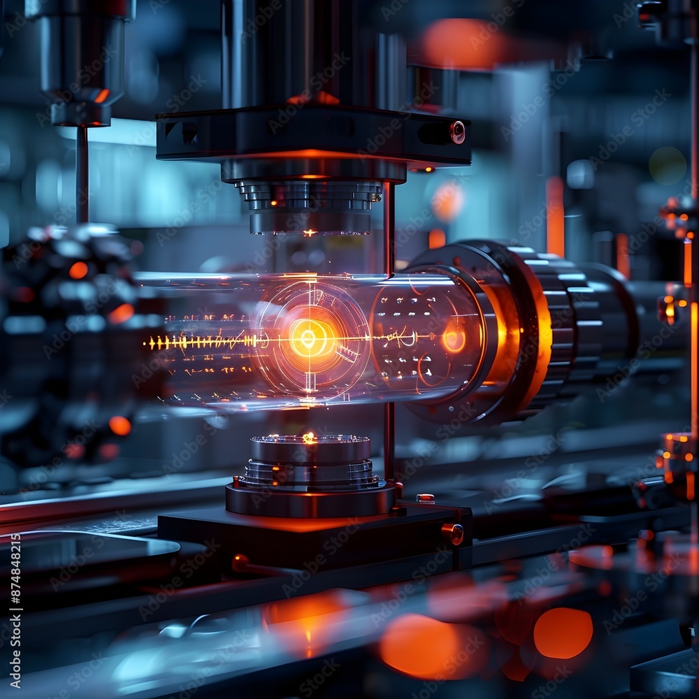 Poster cutting edge quantum teleportation experiment in high tech laboratory showcasing groundbreaking rese
