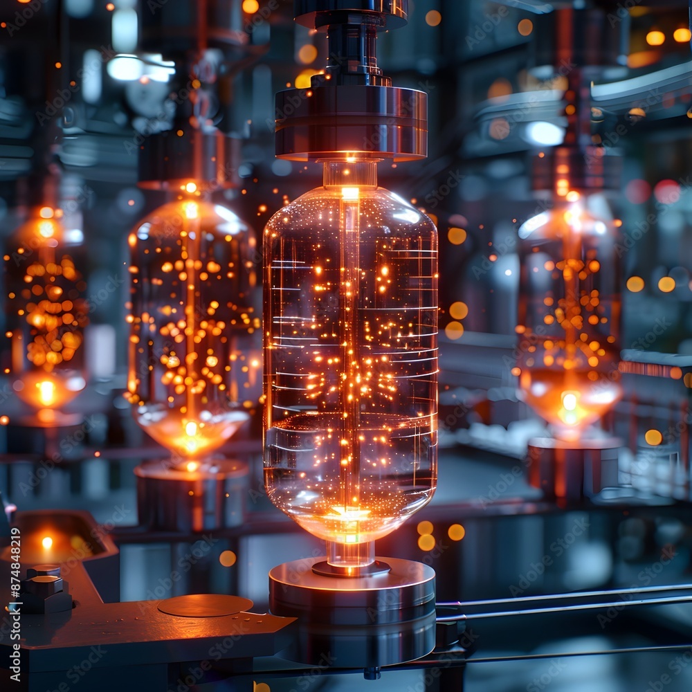 Poster cutting edge quantum teleportation experiment in high tech research lab showcases advancements in qu