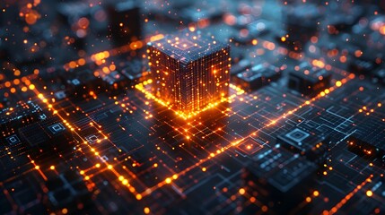 Futuristic Quantum Machine Learning Visualization with Abstract Data Patterns