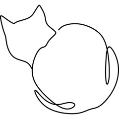Monoline Cat Line Art