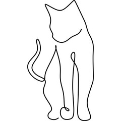 Monoline Cat Line Art