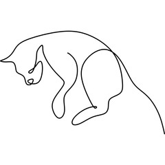 Monoline Cat Line Art