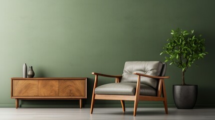 modern mid century green living room