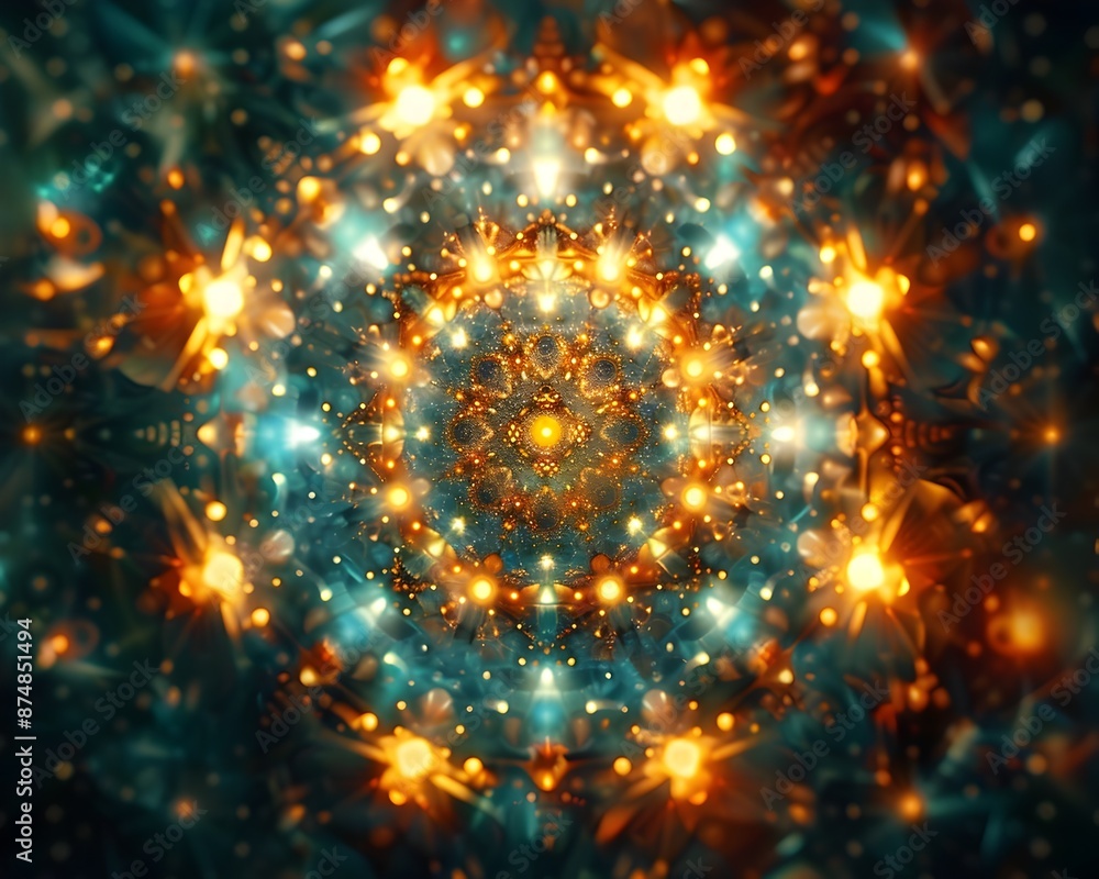 Poster mesmerizing fractal patterns and kaleidoscopic digital art concept with vibrant swirls and explosive