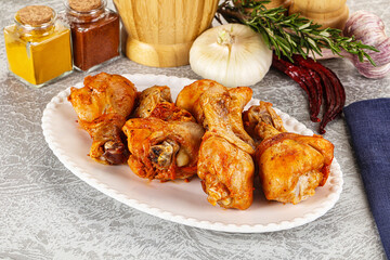 Raw marinated chicken drumstick for cooking