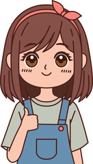 Girl ok sign cartoon in white background