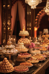 Delicious desserts displayed on a table for a luxury party