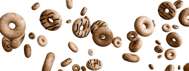 Brown butter donuts baked with salted caramel glaze on transparent
