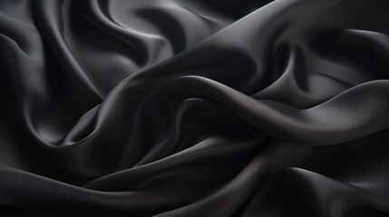 Fototapeta premium Abstract background of a semitransparent silk fabric of black color