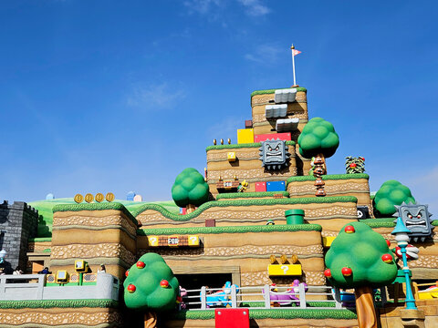 Osaka, Japan &ndash; Dec.11, 2023: Yoshi&rsquo;s adventure ride at Super Nintendo World, an attraction area at Universal Studios Japan.