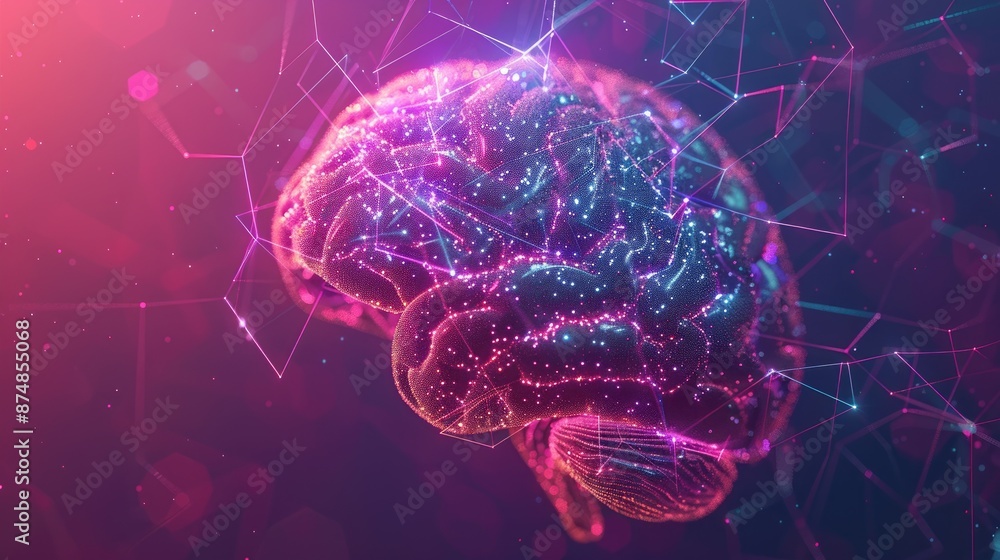 Poster brain with interconnected neural pathways on a gradient purple background, representing chronic neur