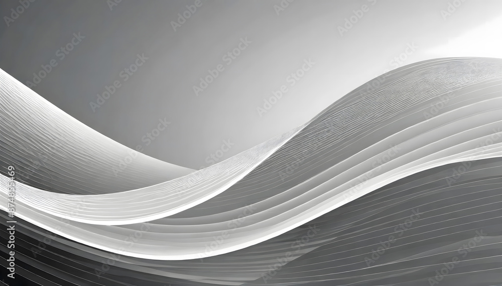 Aufkleber abstract vector curve pattern. grey and white gradient wave background. generative ai.