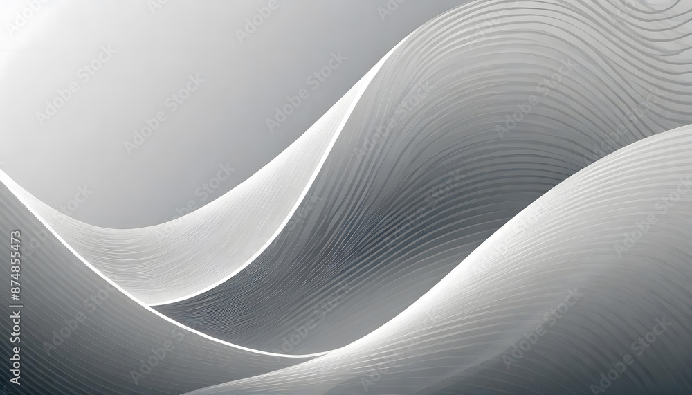 Aufkleber abstract vector curve pattern. grey and white gradient wave background. generative ai.