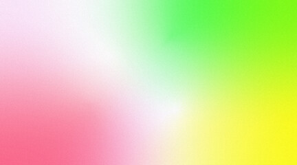 Abstract vibrant grainy gradient background blending green, pink, and yellow colors on white