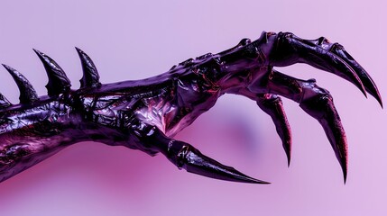 Monstrous, black, and menacing, the menacing, spiked claws of a terrifying creature