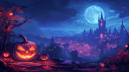  drawn Cute halloween decorations card with copy space