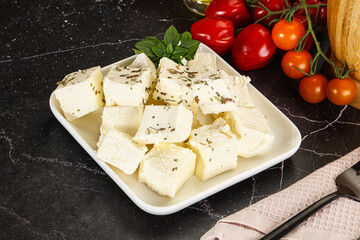 Greek traditional Feta cheese cubes