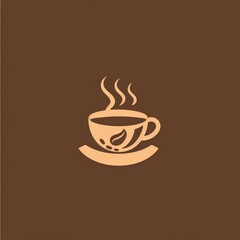 Obraz premium A rustic, vintage logo for a coffee shop with coffee bean and steam motifs on a solid brown background.