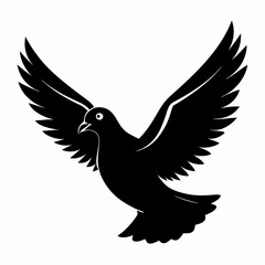 Pigeon vector illustration, animal  isolated on white, Pigeon silhouette, dove vector art
